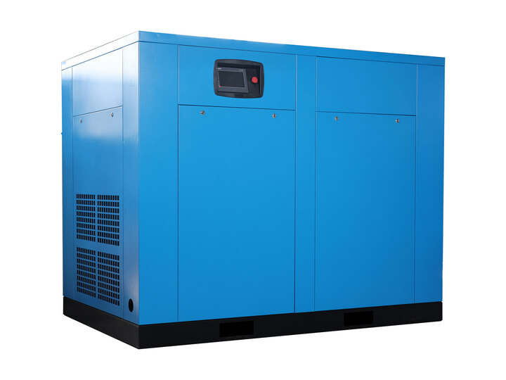 Blue Dazhang permanent magnet VFD screw air compressor, exterior view